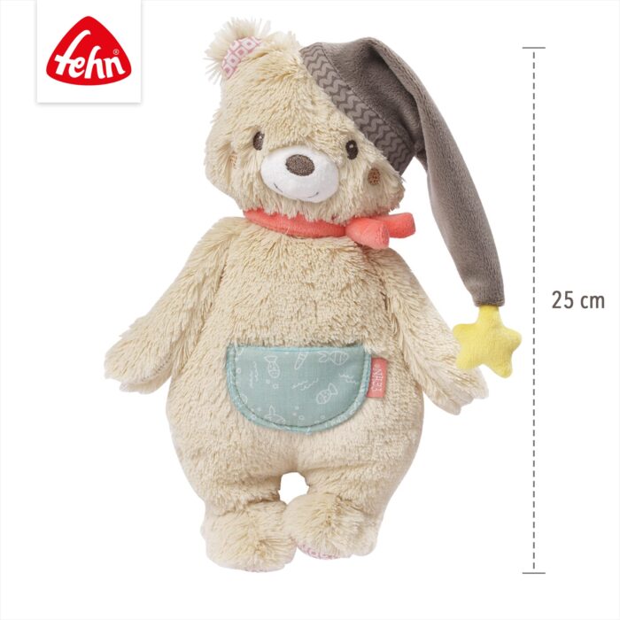 Fehn Kuscheltier Bär Bruno – Weicher Teddybär für Neugeborene als Einschlafhilfe - Stofftier zum Greifen, Fühlen – Bild 3